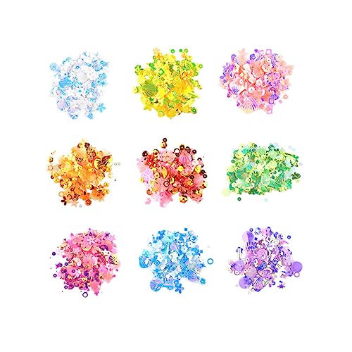 Ipetboom 9bag Iridescent Nail Glitter Nail Art DIY Sequin Pearl Decor for Women Beauty