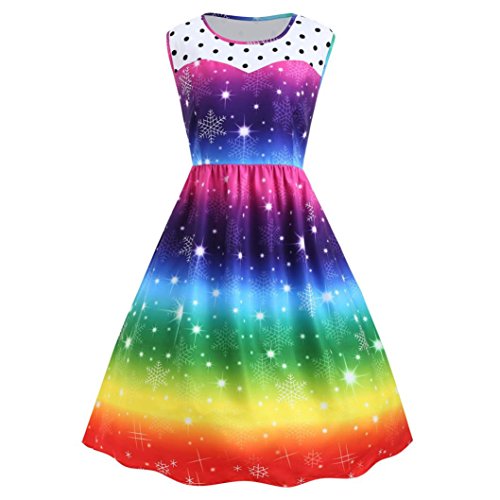Elogoog Women Christmas Dress Vintage Sleeveless Rainbow Mini Xmas Party |  Desertcart Fiji