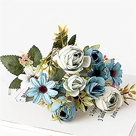 Amazon 造花 結婚式ホームアクセサリーローズのシルクフラワー秋ガーベラデイジー人工プラスチックの花 Color Blue 造花 オンライン通販