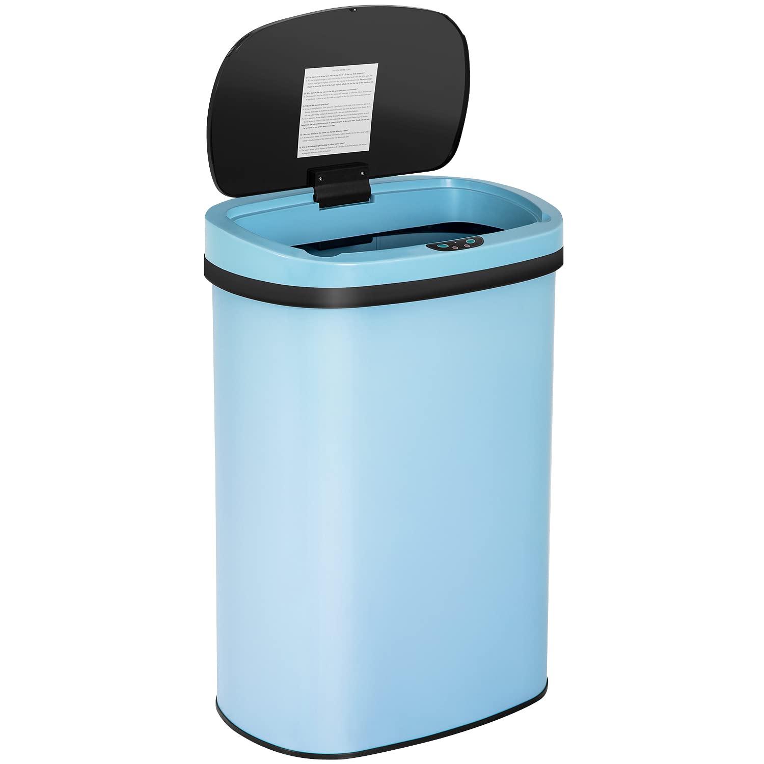 Photo 1 of **SMALL DENT**Furniture of America Verbena 13 Gallon Metal Household Trash Can with Motion Sensor Lid for Kitchen, Blue