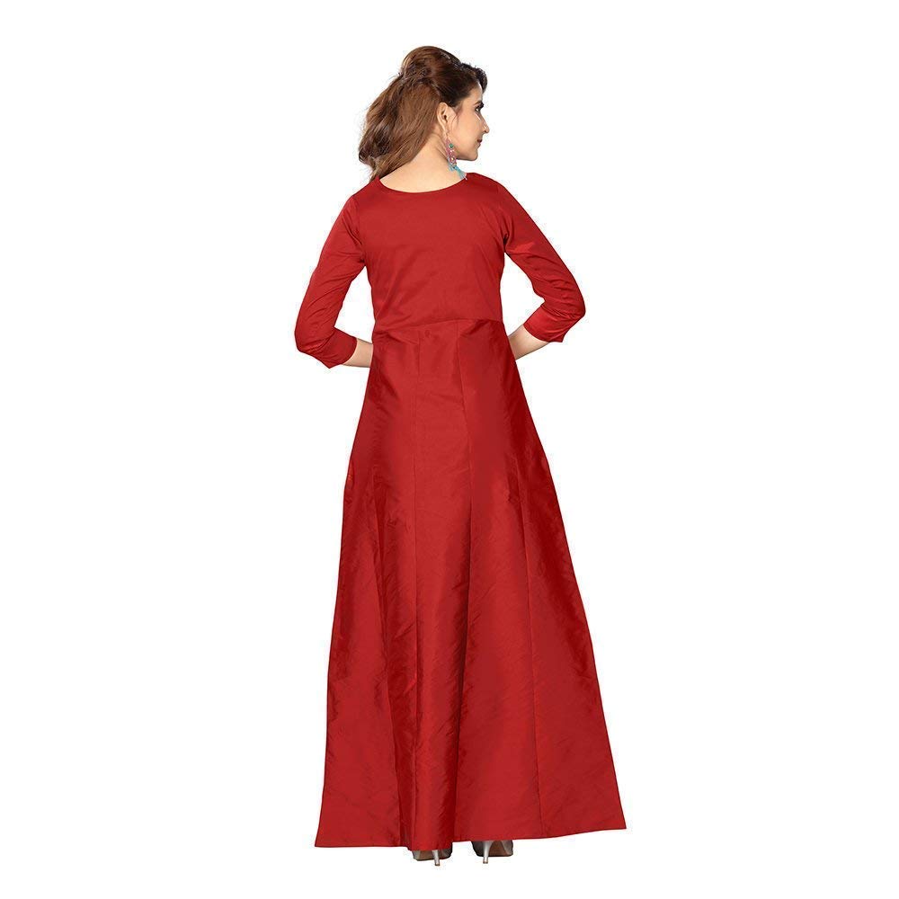 siddhi enterprise women's silk lahenga choli(gown_red_free size)