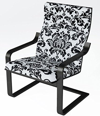 KAO Mart Comfortable Relax Bentwood Black Armchair with Black Lounge Chair Frame with Damask Pattern Cushion (Black)