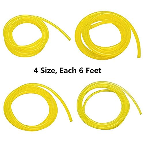 SaferCCTV(TM)4pcs Fuel Gas Line Hose Tube - 4 Sizes 6 Feet I.D x O.D: 0.08" x 0.14" 1/8" x 3/16" 1/8" x 1/4" 3/32" x 3/16" for Ryobi ry30530 ry26520 ry52014 Homelite Poulan Craftman Chainsaw Weedeater