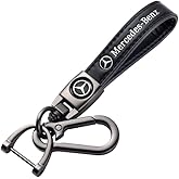 Dzannc Leather Car Keychain for Mercedes Benz CESM CLK GLK GL AB AMG GLS GLE AMG Series, Metal Car Key Ring Key Chain for Key Fob Accessories Key Fob Keyring
