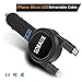 SDBAUX Car Charger, with Micro USB+iPhone 2.3 FT Dual Retractable Cable for iPhone 5 6 7 8 Plus X,Samsung Galaxy S6 S5 Tab 2/3/4 Mini,HDX HTC LG Sony Nokia Huawei Google Nexus10, and 1 USB Adapter