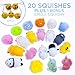 Mochi Squishy Easter Egg Fillers Party Favors Fidget Stress Relief Squishies Toys for Kids - 20 +1 Kawaii Animal Cat UNICORN Squishys + Cute Random Emoji Slow Rising Squishes Mini Novelty Gifts BUYLET