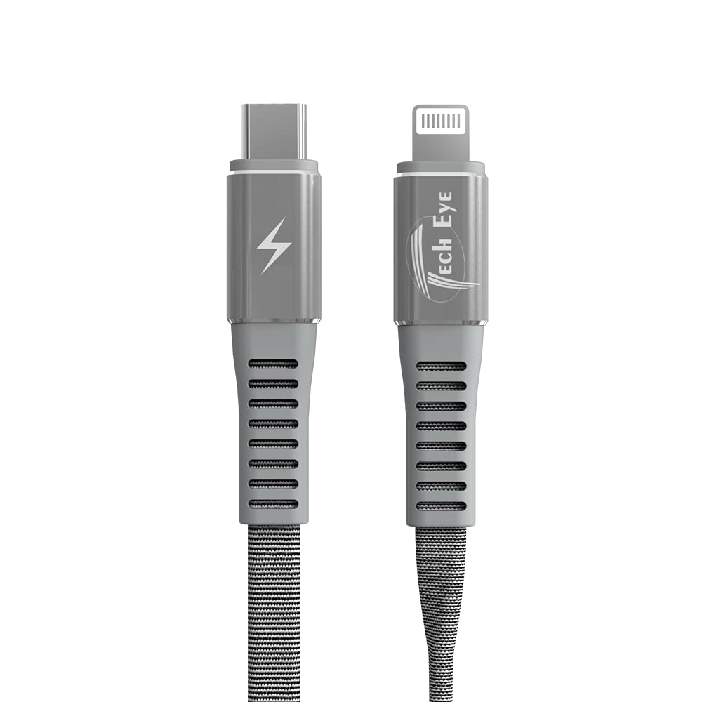 USB c to to lightening Cable[TechEye] MFi Certified,[1.2M] Braided, Type C PD Fast Charging & Sync wire Lead Compatible with iPhone 14 13 12 11 Pro Max XR XS X iPad,MacBook Pro Air, Grey