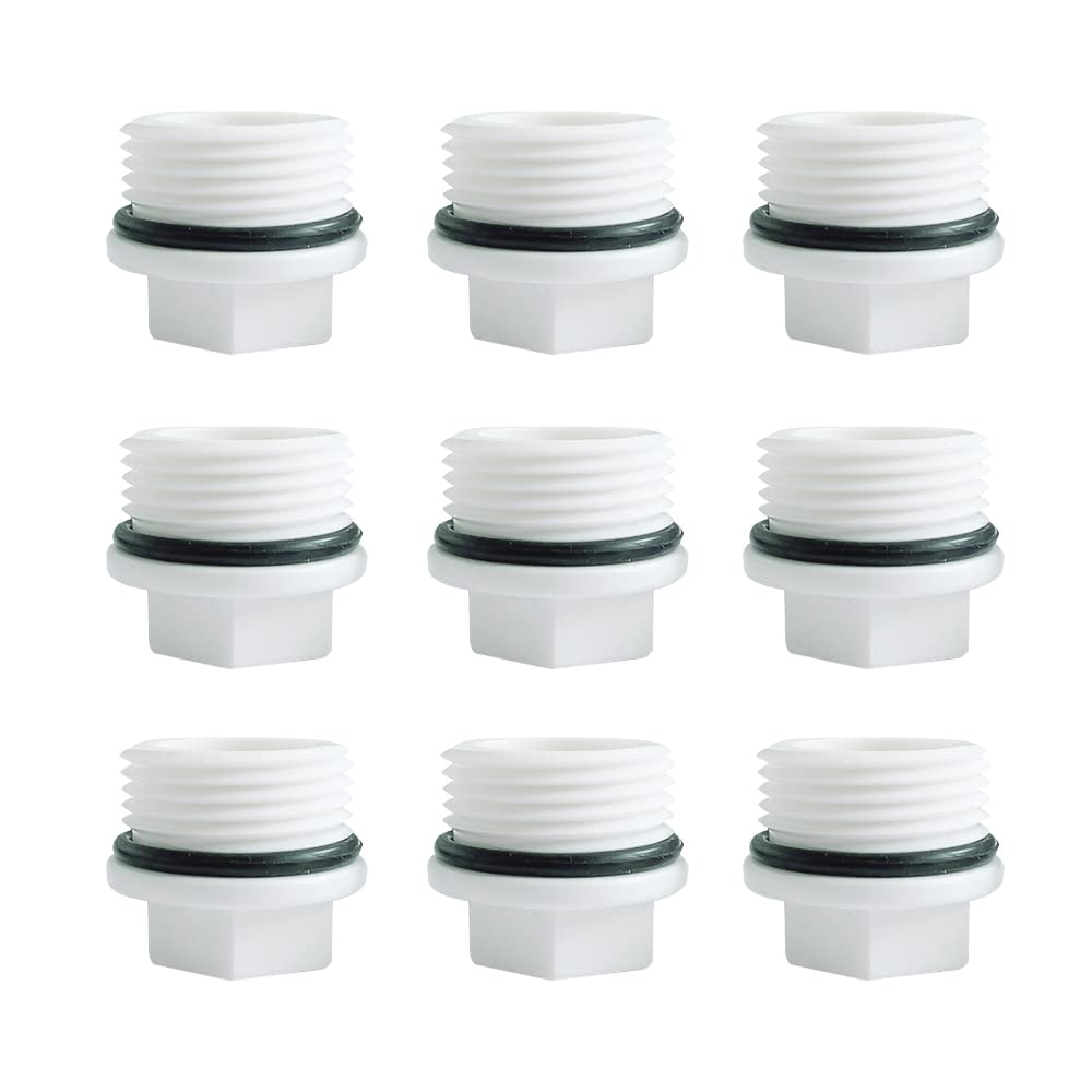 HLIWS 9 Pcs G3/4 BSP Threaded Blanking Cap,Drain Cap Seal,Appliance Trap Blanking Cap with Gasket,for Water Pipe,Washing Machine,etc(External Threads)