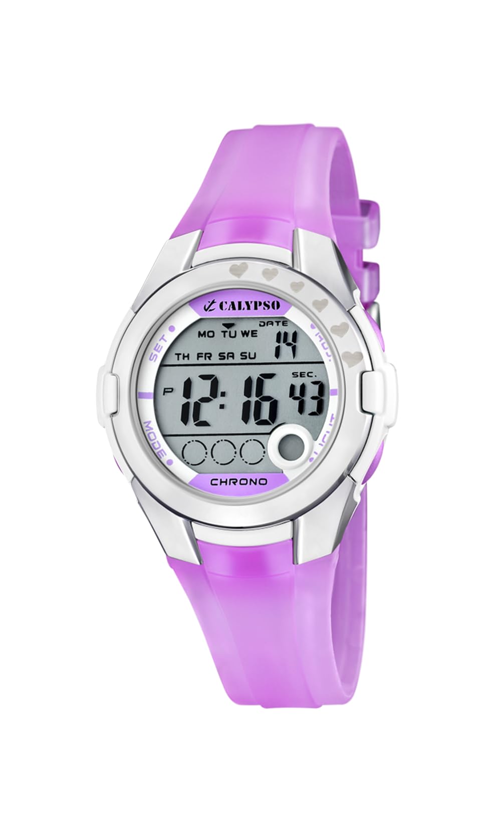 Calypso Girl's Digital Watch with LCD Dial Digital Display and Purple Plastic Strap K5571/3