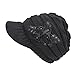 Women's Cable Knit Newsboy Visor Cap Hat with Sequined Flower