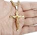 FIBO STEEL Stainless Steel Mens Womens Cross Necklace Crucifix Pendant, 24 inches (Gold-Tone 24inches)
