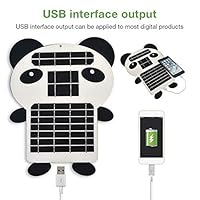 Solar Panel 15W 5V ,Portable Solar Bag Charger with High Efficiency Panda Shape Monocrystalline Solar Power Bank Panel Output Charger for Laptop Tablet GPS iPhone iPad by DDY