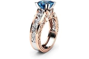 SXFSE Luxury and Shining Fashion Women Color Separation Rose Gold Wedding Engagement Floral Ring
