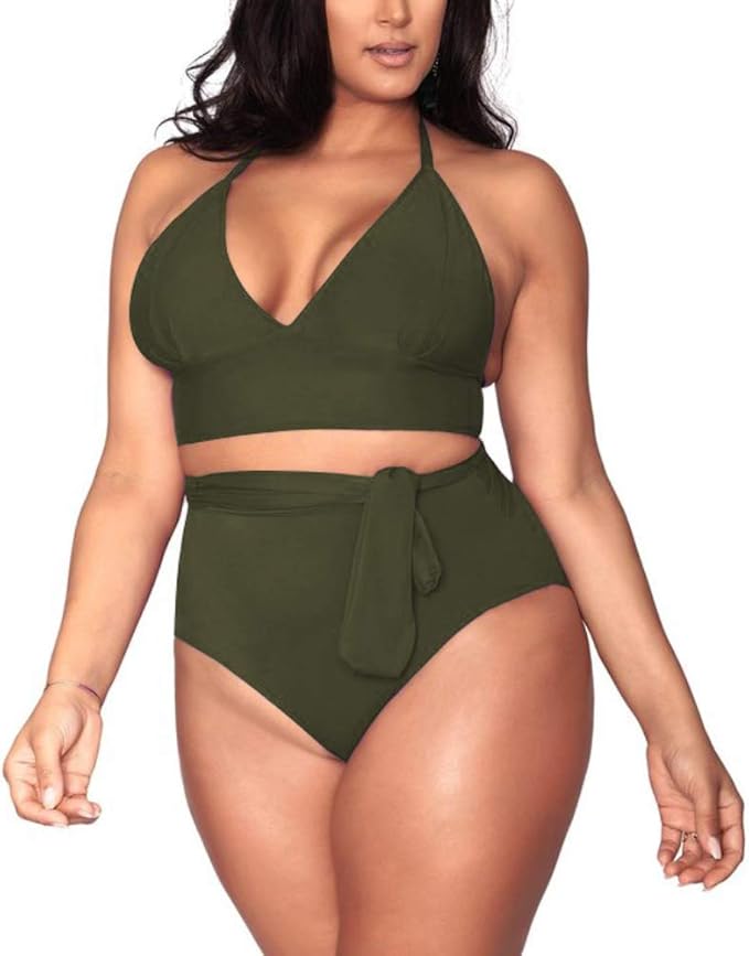 Sovoyontee Women S Plus Size High Waisted Tummy Control Swimwear Swimsuit Full Coverage At Amazon Women S Clothing Store