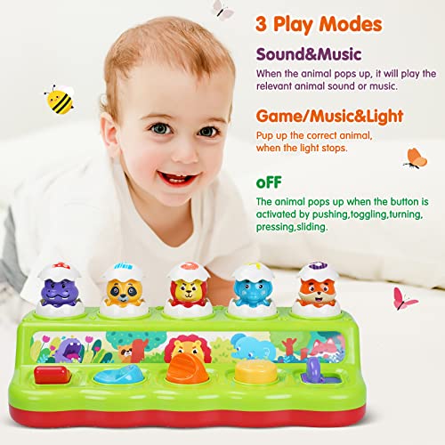 VATOS Pop Up Baby Toys Musical Cause and Effect Animals Pop Up Toy