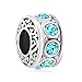 Christmas Jewelry Filigree Charm Light Blue Crystal March Birthstone Spacer Round Beads Cheap Fit Pandora Charms Bracelet Sale