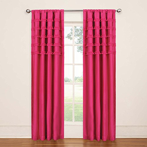 Eclipse Kids 13748050X084RSP Ruffle Batiste 50-Inch by 84-Inch Blackout Single Window Curtain Panel, Raspberry