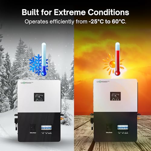 Luxpower All-in-One Off-Grid Hybrid Inverter 6000W (with Breaker) - 200A 48V 50A Dual MPPT Solar Charge Controller, 240V/120V Output, up to 16 Units in Parallel, Off-Grid Cabin, RV, Boat, & Home