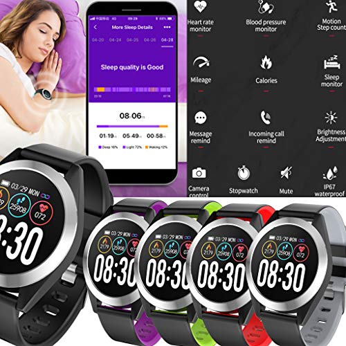 Bravetoshop Smart Watch Sports Fitness Activity Heart Rate Tracker Blood Pressure Watch Calorie Monitor Purple