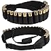 BRONZEDOG Handmade Leather Shotgun Shell Cartridge Belt Holder Bandolier, Buttstock Shell Holder 12 Gauge for Rifles, Hunting Ammo Pouch Bag, 12 ga Shotgun Shell Pouch Black Brown Khaki Grey (Black)