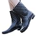 Asgard Women's Mid Calf Rain Boots Waterproof Rubber Booties BK39 Black