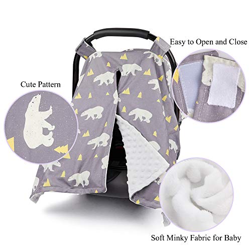 MHJY Carseat Canopy Cover Nursing Cover Breathable Baby Car Seat Canopy Polar Bear Carseat Canopy for Girl Boy Baby Shower Gift Multi-use Cover for Breastfeeding Moms