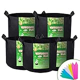 VIVOSUN 5-Pack 7 Gallon Plant Grow Bags, Premium Series Thichkened Non-Woven Aeration Fabric Pots w/Handles - Reinforced Weight Capacity & Extremely Durable (Black)