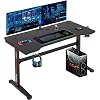 Computer Desk,Gaming Desk 47.2″/55‘’ Student PC Desk Office Desk Writing Desk Extra Large Modern Ergonomic Racing Style Table Workstation Carbon Fiber Cup Holder Headphone Hook (55 inches)