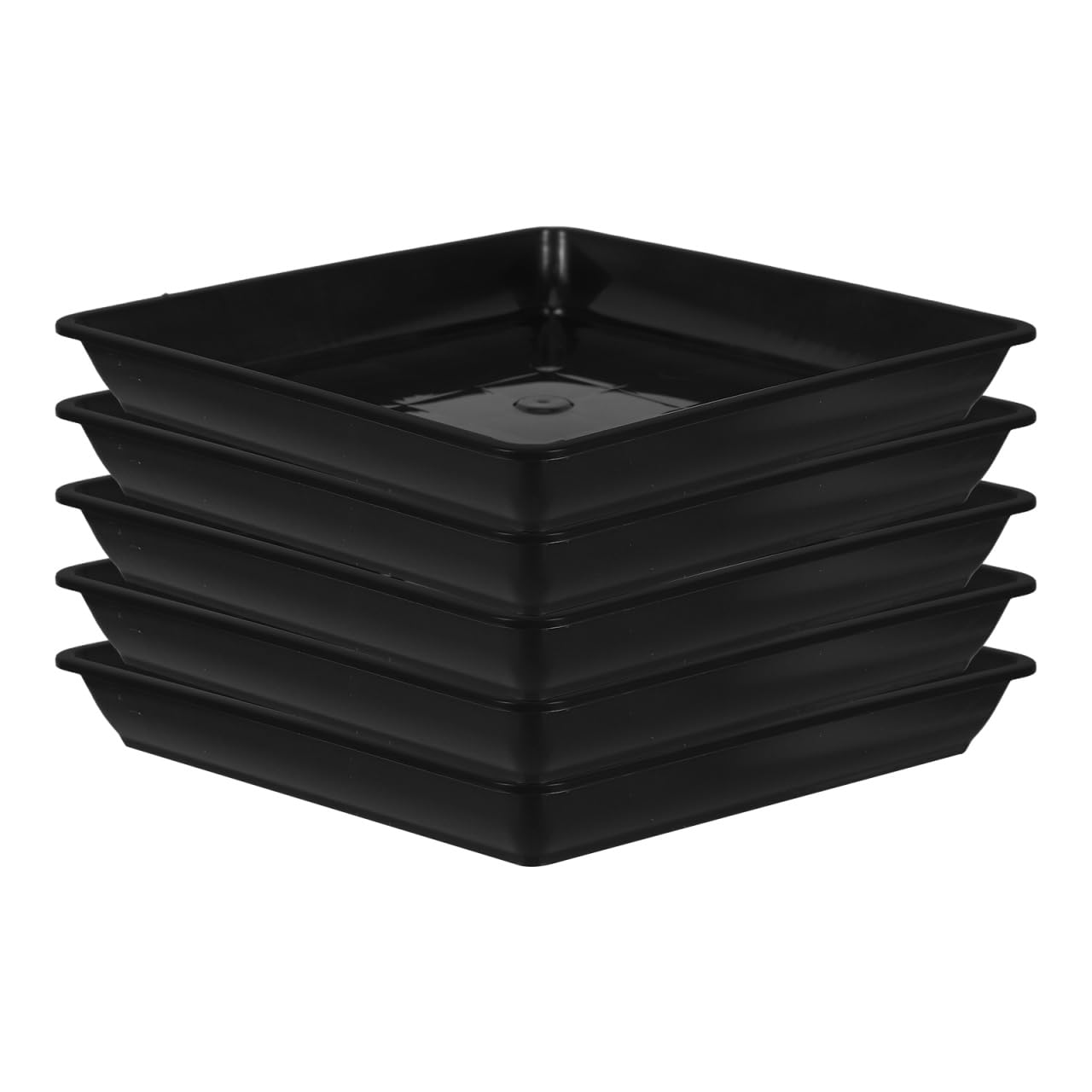 DOITOOL Square Plant Pot Trays Black - 5 Pack 7.4 Inch Plastic Flower Pot Saucers for Indoor Outdoor Use Drip Trays for Garden Bonsai Plants