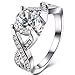 FENDINA Jewelry Womens Luxurious 18K White Gold Plated Cubic Zirconia Infinity Love Solitaire Promise Eternity Ring Engagement Wedding Anniversary Band Her, Size 8