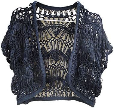 tinacrochetstudioBlack Crop Top Crochet Cardigan Shrug Bolero Jacket