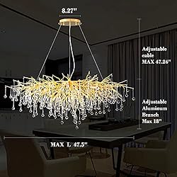YIOSI Modern Crystal Rectangular Chandelier, Gold