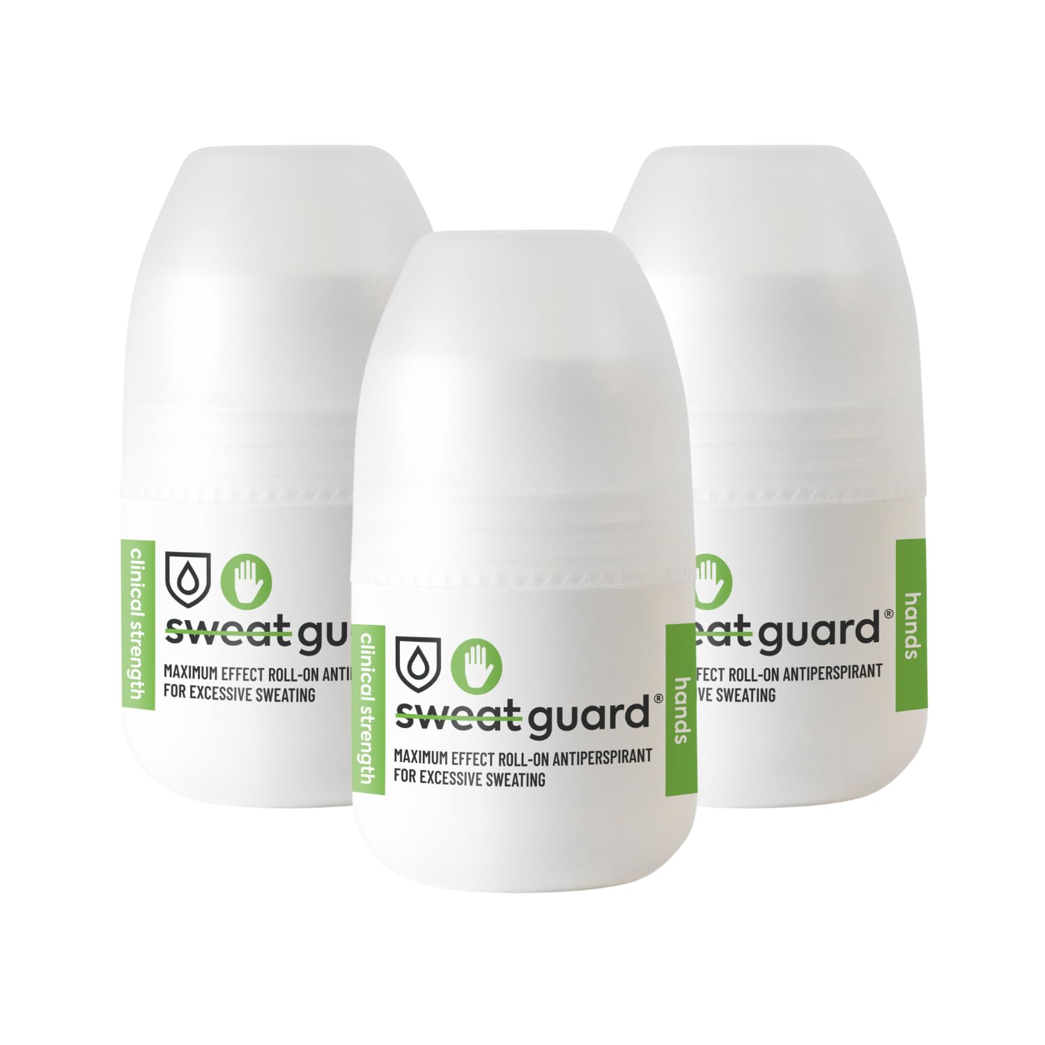 SWEAT GUARD® Hand Antiperspirant - 3 x 50ml Roll On. Maximum Protection Anti Sweat Antiperspirant For Sweaty Hands - Stops Excessive Sweating. Hyperhidrosis Treatment For Dry, Fresh Hands.