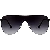 NYS Collection Rimless Oversized Flat Top Shield Sunglasses for Men Women – Aviator Style, 100% UV400 Protection