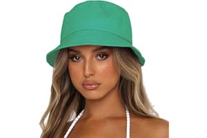 Sydbecs Bucket Hat for Women Men, Reversible Cotton Summer Sun Beach Cap Solid Color Style