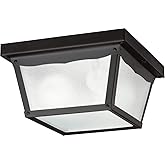 Kichler 9.25" 2 Light Outdoor Flush Mount with Clear Textured Glass in Black