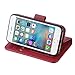 Arae Case for iPhone SE / iPhone 5s, Premium PU Leather Wallet case [Wrist Strap] Flip Folio [Kickstand Feature] with ID&Credit Card Pockets for iPhone SE / 5S / 5 - wine red