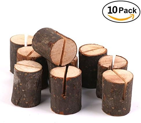 Rustic Wood Table Numbers Holder Party Wedding Table Name Card Holder Wood Place Card Holder Memo Note Card Holder Table Menu Holder Photo Picutre Holder (10 Pcs)