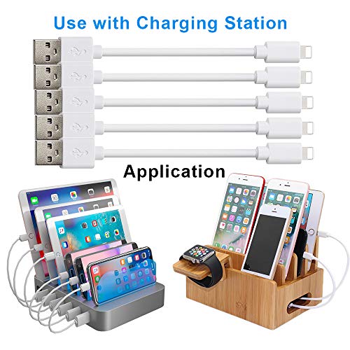 Short USB Charging Cables (5 Pack 1FT) Compatible with all Charging Station, Pezin & Hulin Fast Charging Syncing Cables Compatible for iPhone Xs MAX XR X 8 8 Plus 7 7 Plus 6s 6s Plus 6 6 Plus and More