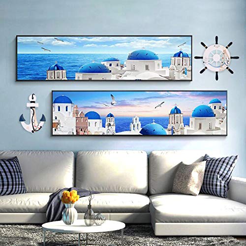 Skelang 13" Wooden Ship Wheel and Wood Anchor with Fish Rope Net Seashells Ornaments, Boat Steering Rudder Decor for Nautical Theme Wall Decor, Beach Theme Home Decoration, Pack of 2