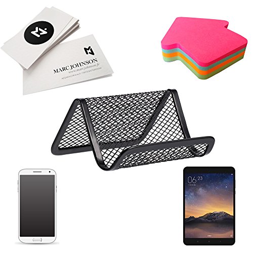 FOGAWA 6 Pcs Metal Mesh Business Card Holder Stand Black Office Desk Business Card Holder Display Cool Office Collection Organizer for Name Card
