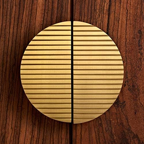Premium Art Deco Striped Brass Half Moon Wardrobe Cabinet Door Handles Pulls (Large)