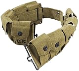 Ultimate Arms Gear M-1 Garand Rifle U.S Military WWII Reproduction Od Olive Drab Green 10 Pocket Utility Pouch Cartridge, 30-06 Ammunition Rounds Ammo Tool Heavy Duty Canvas Waist Belt