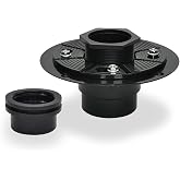 Elefloom Shower Drain Base, 2 inch ABS Shower Drain Flange with Threaded Joints and Rubber Joints for Square and Linear Shower Drain Installation