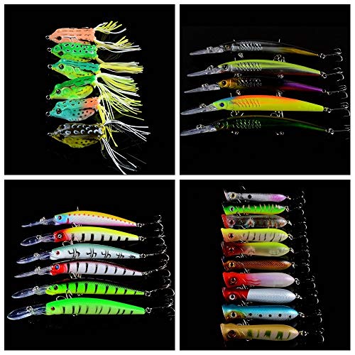 L-MEIQUN, 60pcs Angelköder Set Mixed 10 Modell-Harte Köder Artificial Make-Qualitäts-Bass Crankbait Wobbler Kunststoff… – Bild 4