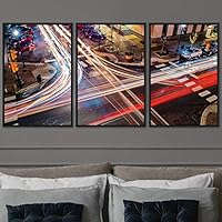 3 Piece Framed Canvas Wall Art Colorful Industrial Lights Canvas Prints Home Artwork Decoration for Living Room,Bedroom - 16