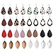 Finrezio 16-20Pairs Teardrop Leather Earrings Lightweight Dangle Earrings Leaf Leopard Print Earrings Set for Women (B: Leopard Earrings)