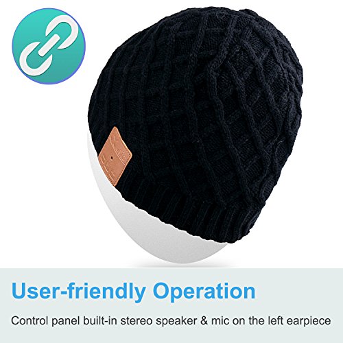 Qshell Unisex Winter Bluetooth Beanie Hat Music Cap with Headphone Headset Stereo Speakers and Mic Hands Free Outdoor Sport Skinning,Cycling,Compatible with iPhone X/8S Android Cell Phones - Gray