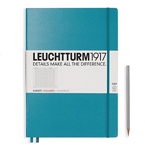 Leuchtturm1917 Hard Cover Master Slim (A4+) Notebook, Nordic Blue, Squared