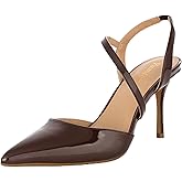 Yumlon Closed Toe Slingback Heels Wedding High Stiletto Heel for Women 3.3 Inch Ankle Strap Pointed Toe Pumps Prom Dress Bride Shoes for Dinner Party Sexy Brown Patent
